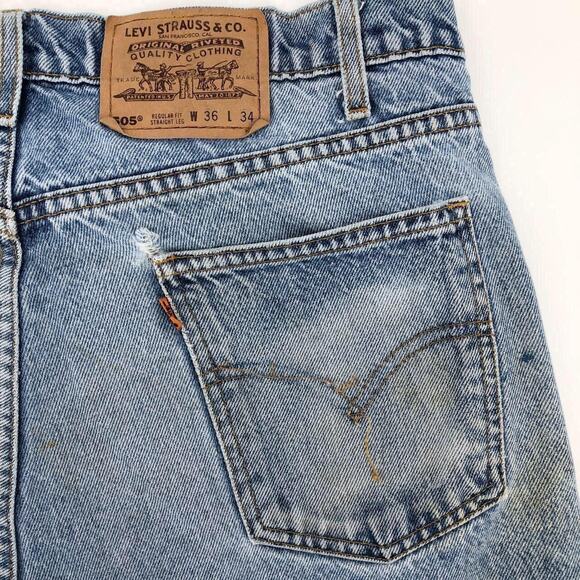 90s Levis 505 jorts denim orange tab cut off jean shorts 1990s vintage - Picture 3 of 4